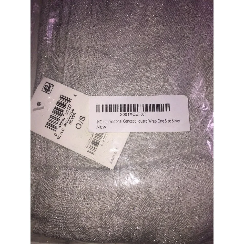 Inc International Concepts Brocade Jacquard Wrap in Silver
